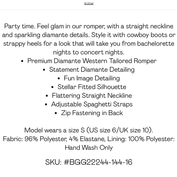 premium diamante western tailored romper - Picture 9 of 11